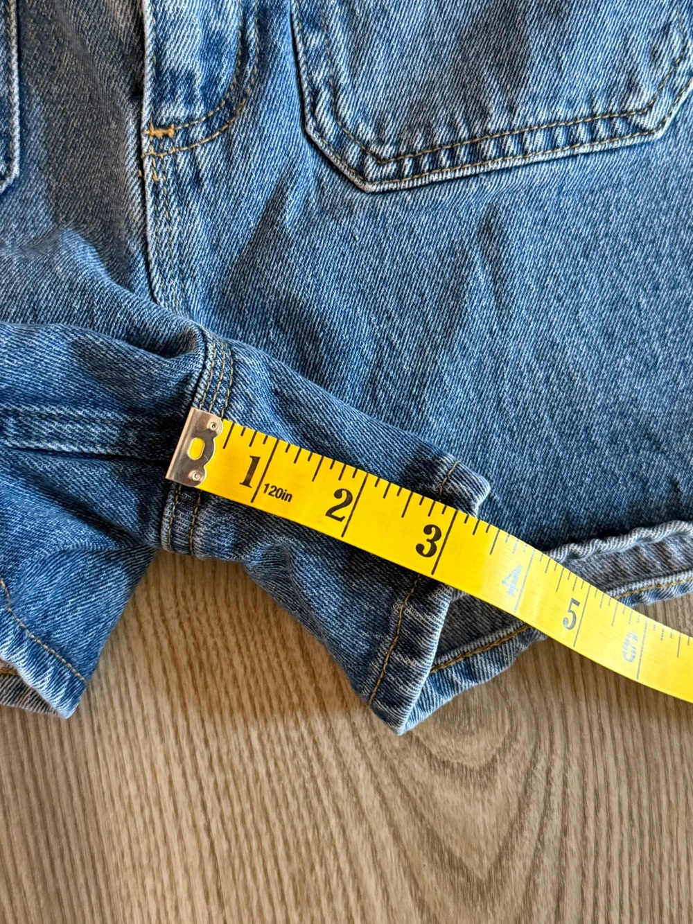 High-Rise Blue Denim Jean Shorts - Picture 6 of 6